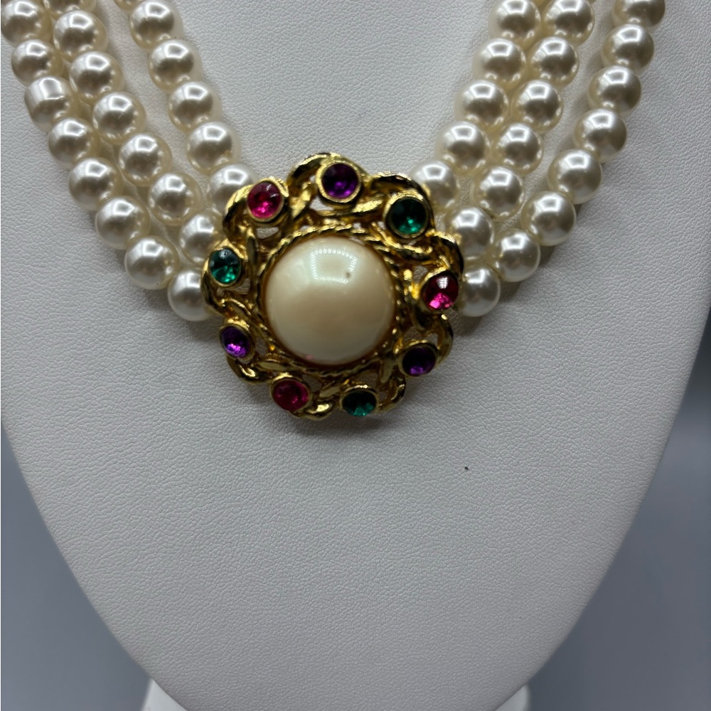 Elegant Faux Pearl Glass Bead Necklace JP211 - Picture 3 of 9